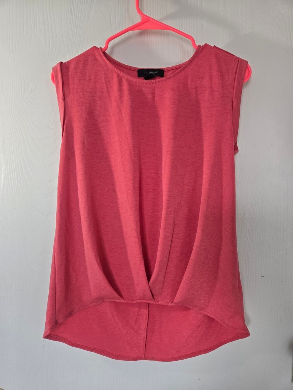 Atmosphere Draped Front Sleeveless Top – Coral – Size 2